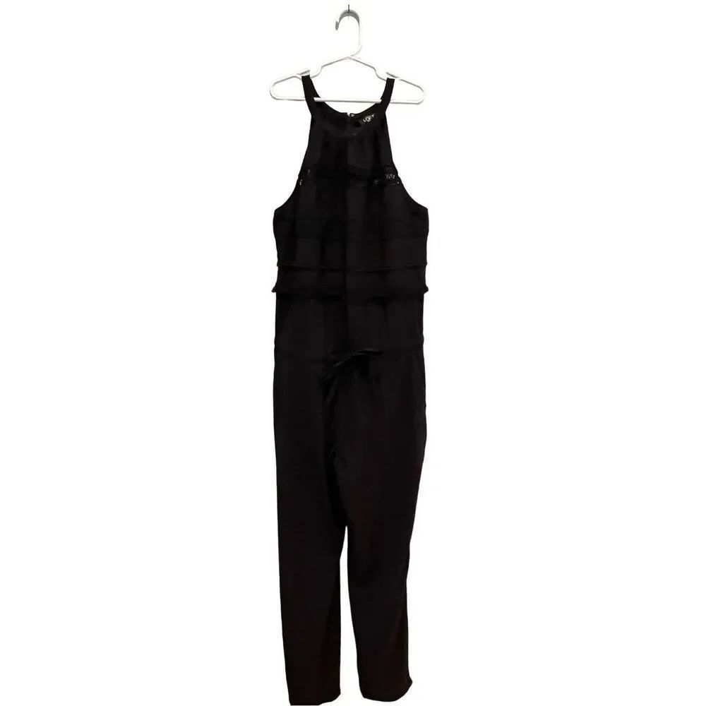 LOFT black cotton sleeveless halter neck jumpsuit -PXS